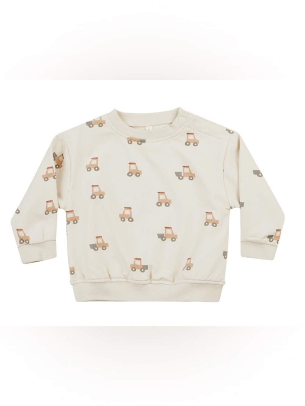 Quincy Mae white orange tractor print lightweight long sleeve sweatshirt 12-18M